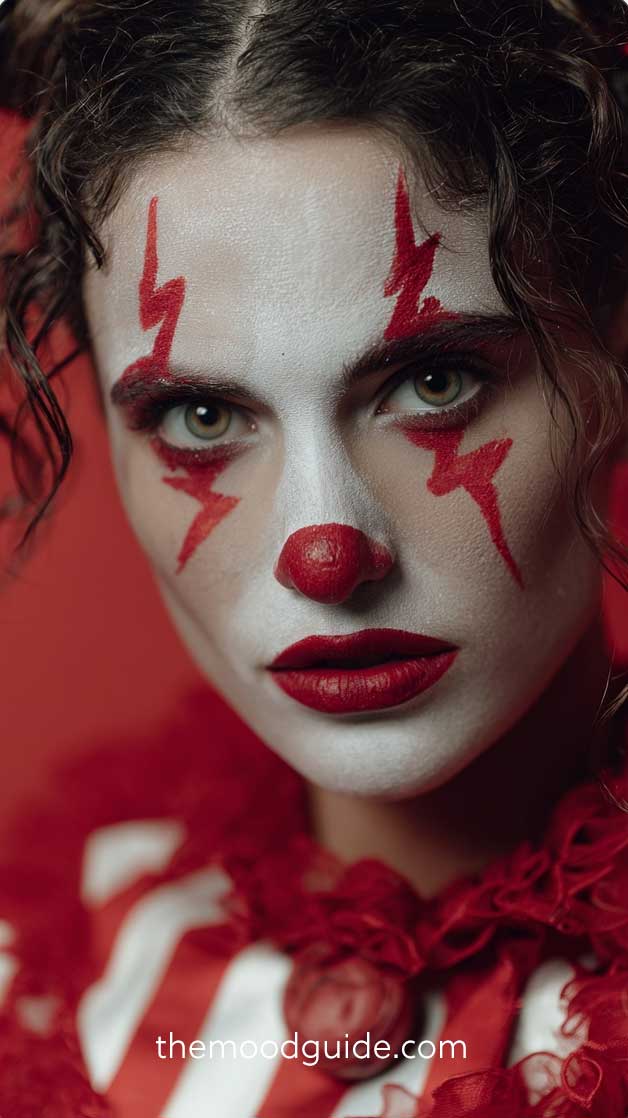 easy white and red clown makeup