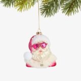 neon pink santa ornament