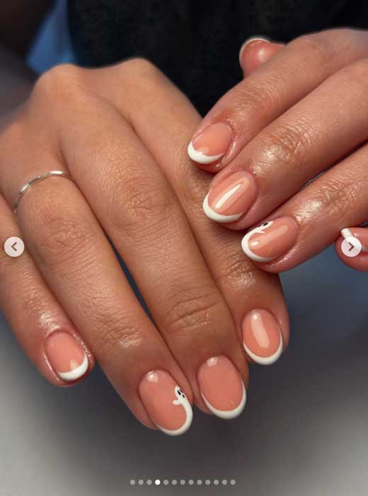 cute white ghost french tips nails for halloween