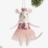 pink and white princess mouse ballet ornament