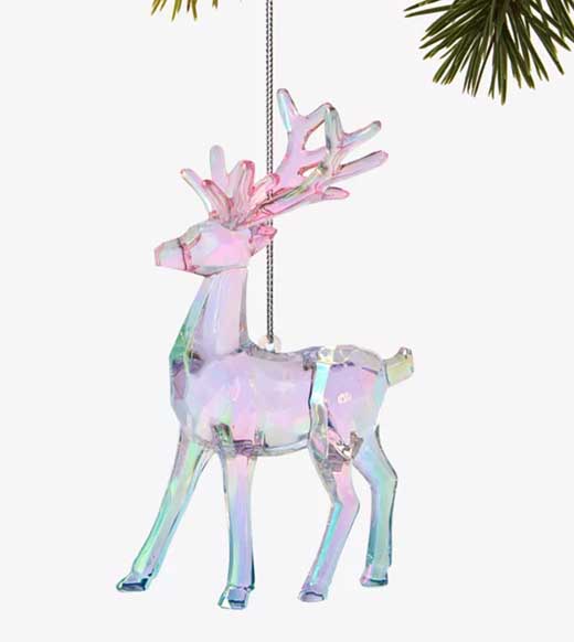 crystal pink reindeer ornament