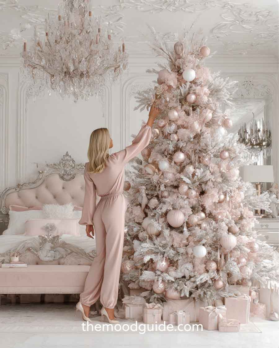 rose gold and pink glam christmas tree
