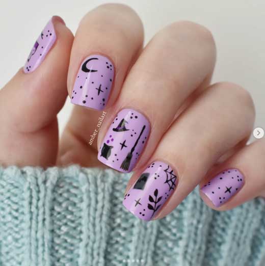 cute short square withy halloween nails