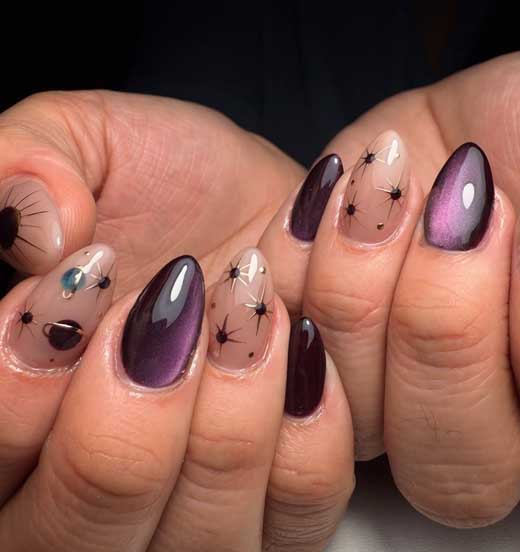 mystic celestial witchy purple nails