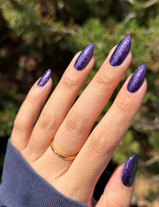 witchy purple nail art glittery
