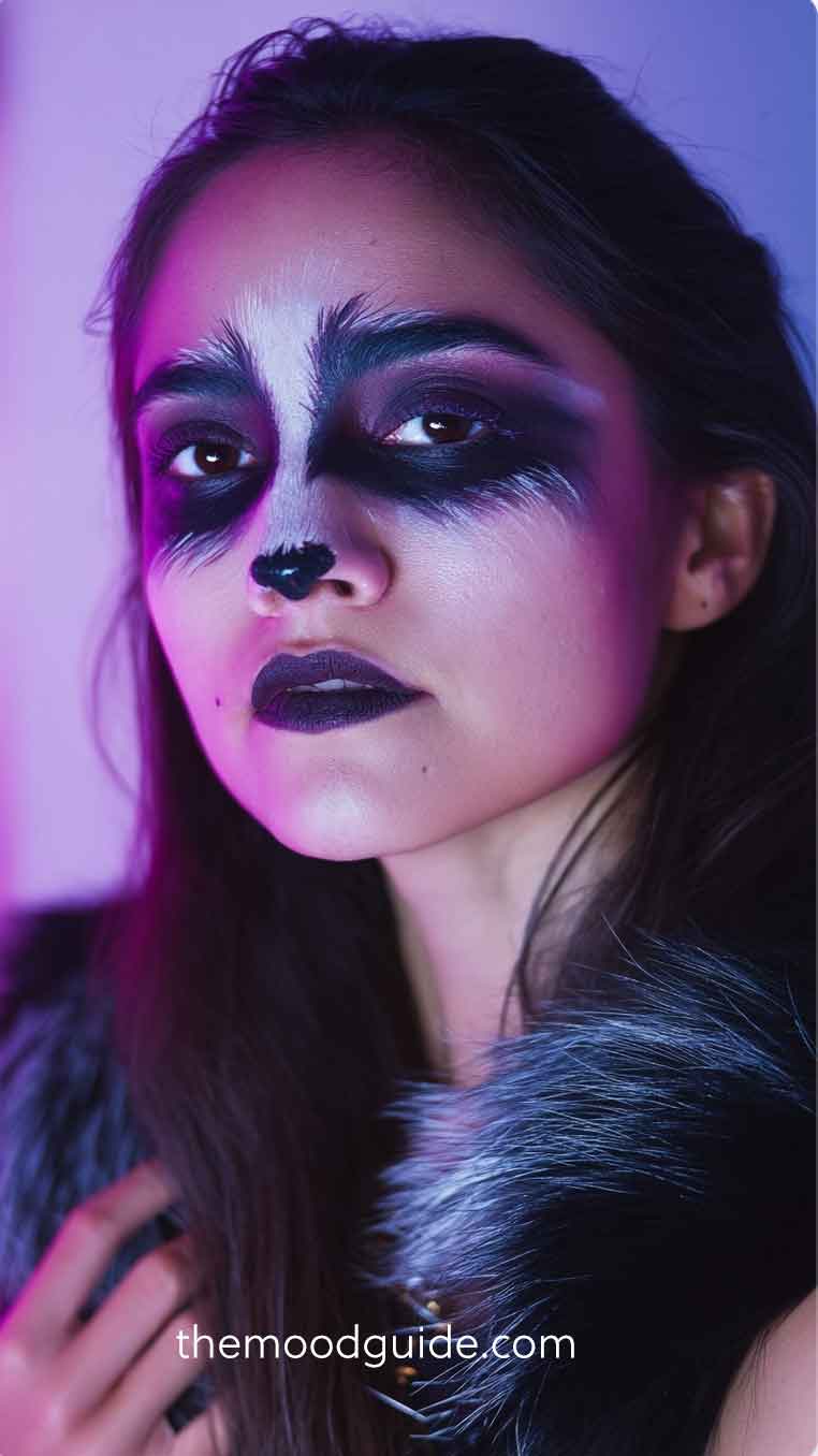 black and white eye raccoon makeup idea