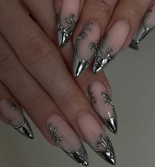 replinssage gel and 3d chrome nails