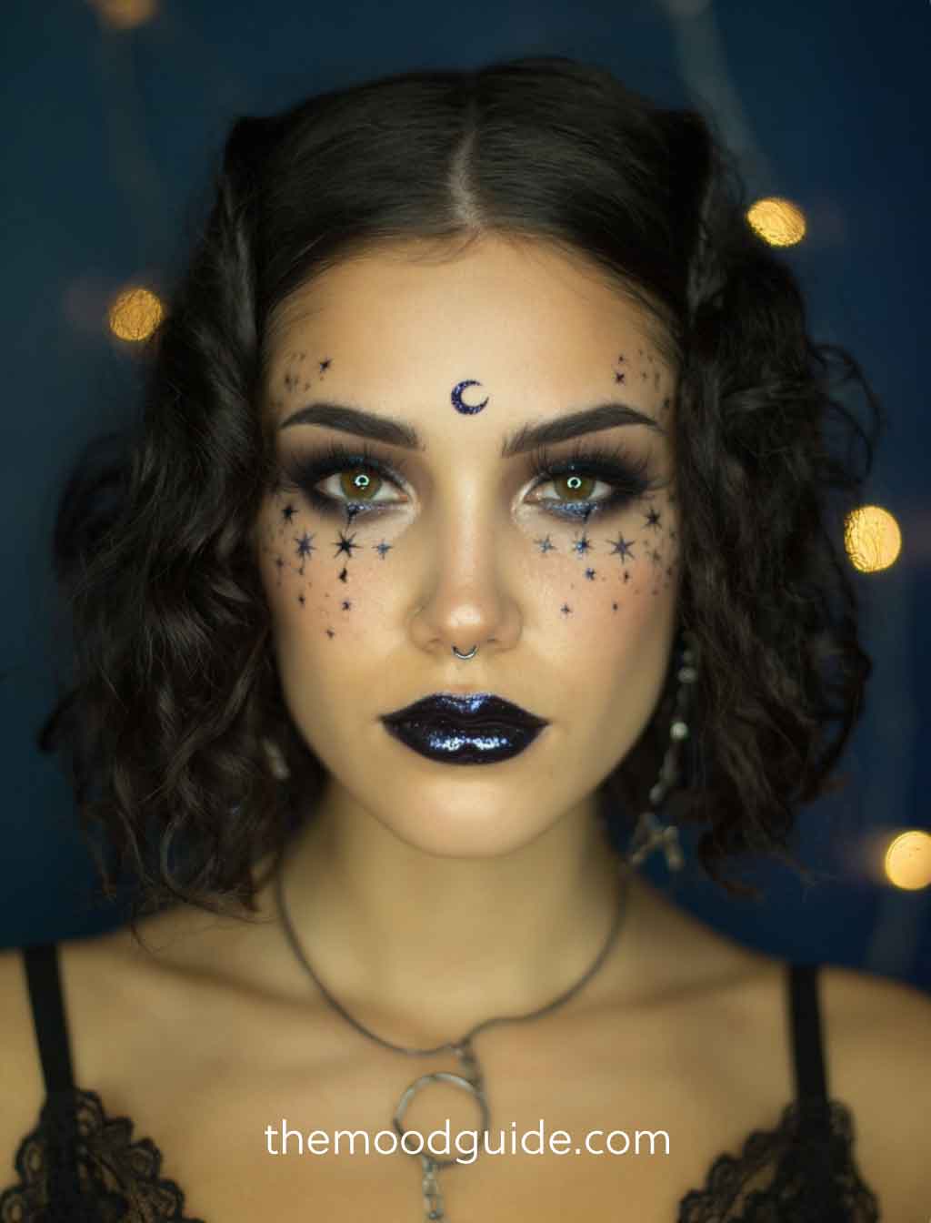 easy celestial witch aesthetic makeup for halloween.