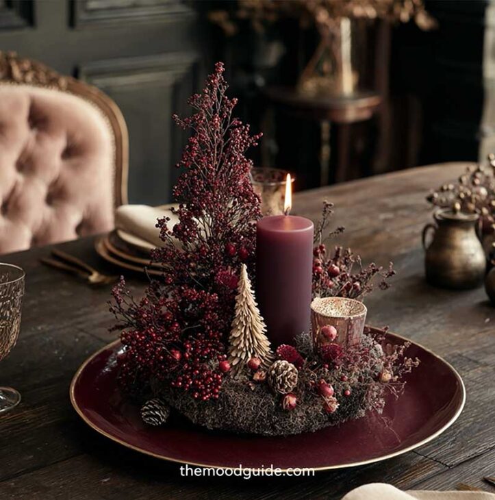 rustic red christmas centerpiece for table