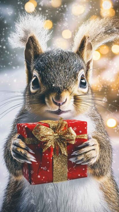 aesthetic Christmas squirrel wallpaper