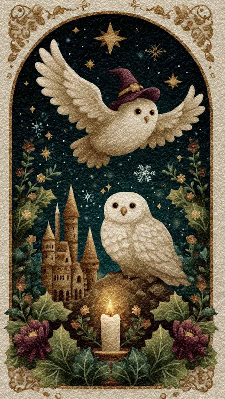 cute Harry Potter winter Christmas aesthetic phone background