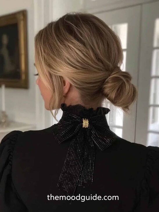 easy, classy and aesthetic all up christmas party hairstyle on blond hair