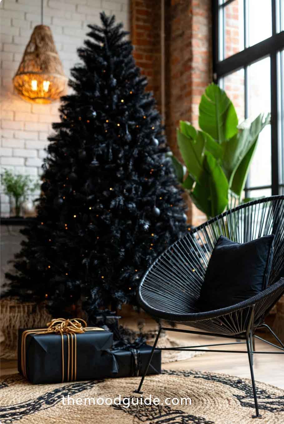 all black full large modern chrismas tree