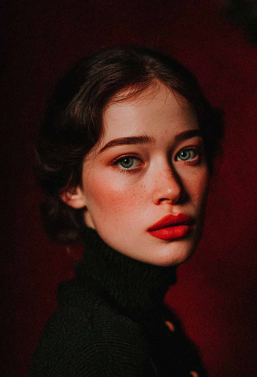 vintage inspired old fashioned makeup look for christmas.