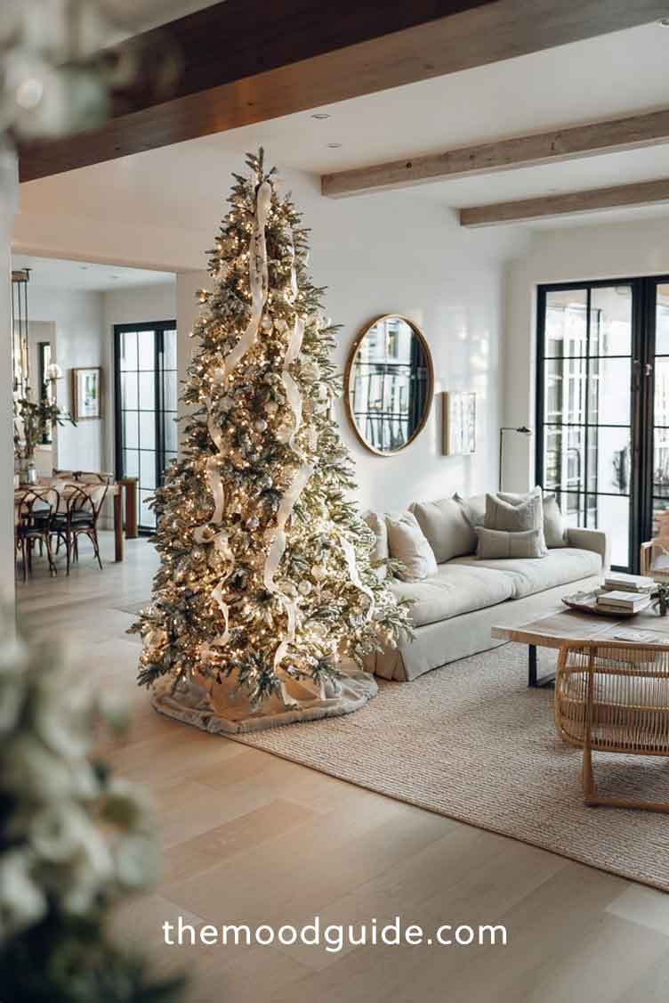 minimal simple modern living room christmas aesthetic