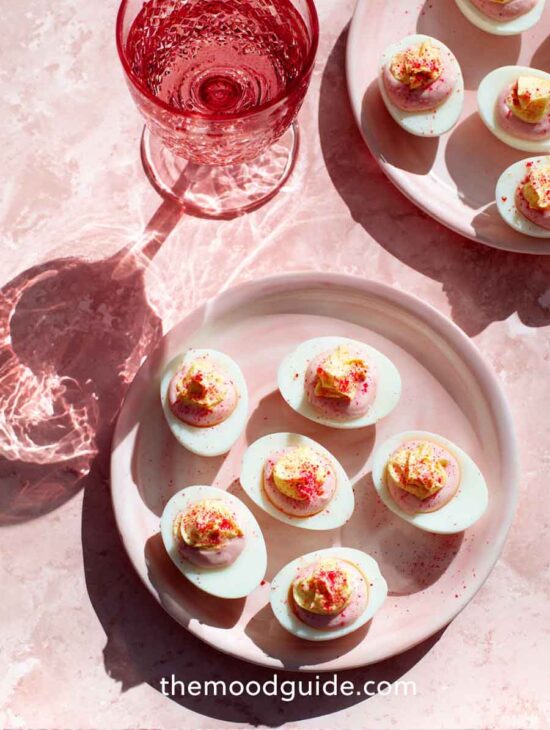 aesthetic deviled eggs valentines day appetizer