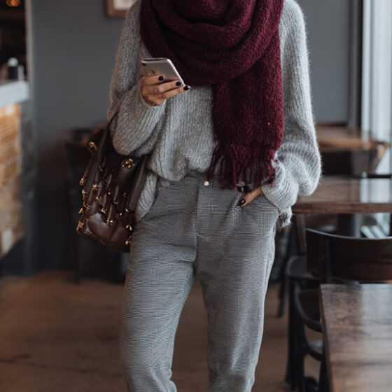How to Style Burgundy & Grey Outfits this Winter