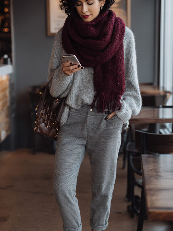 How to Style Burgundy & Grey Outfits this Winter