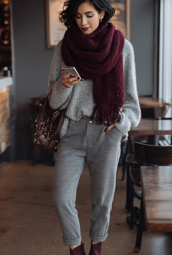 How to Style Burgundy & Grey Outfits this Winter