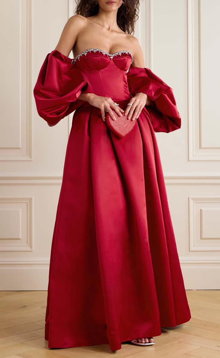 opulent red royal aesthetic christmas dress