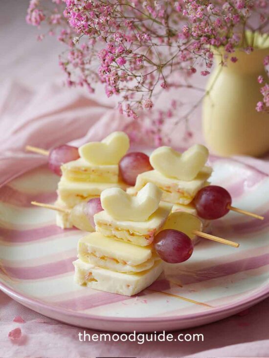 cute aesthetic galentines heart shaped appetizer