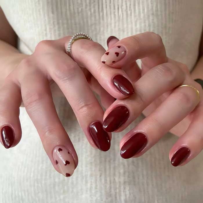 etsy press on burgundy valentines nails
