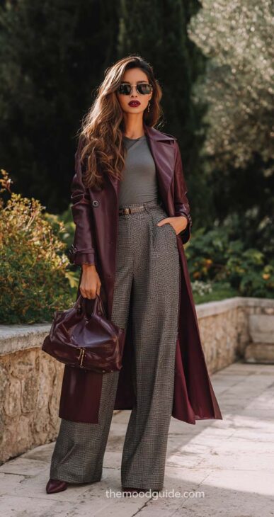 burgundy leather coat style