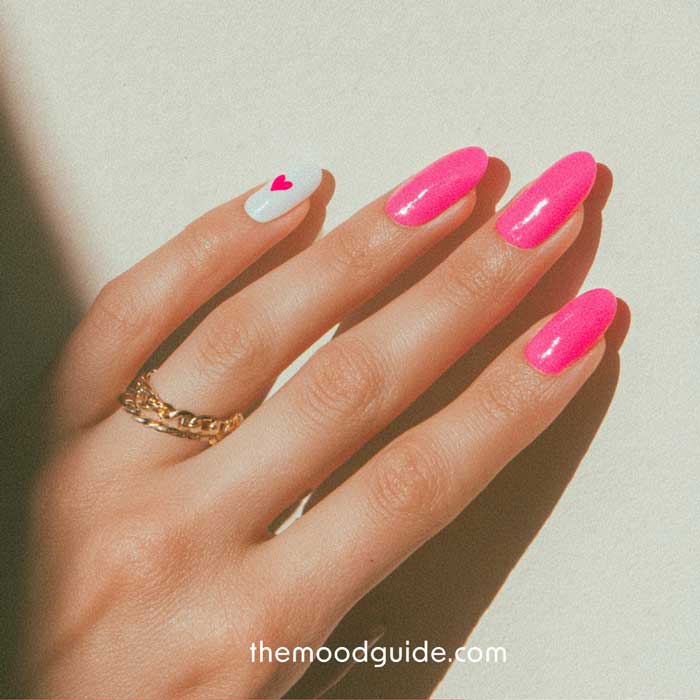 hot pink valentines day nails