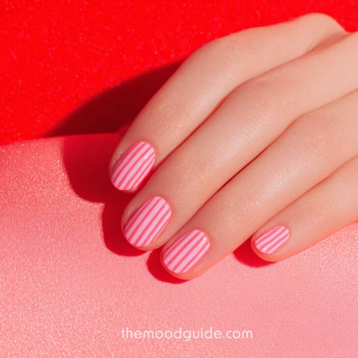 pink simple cute short nails for valentines day