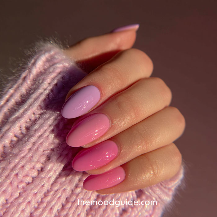 skittle pink simple plain color valentines day nail idea