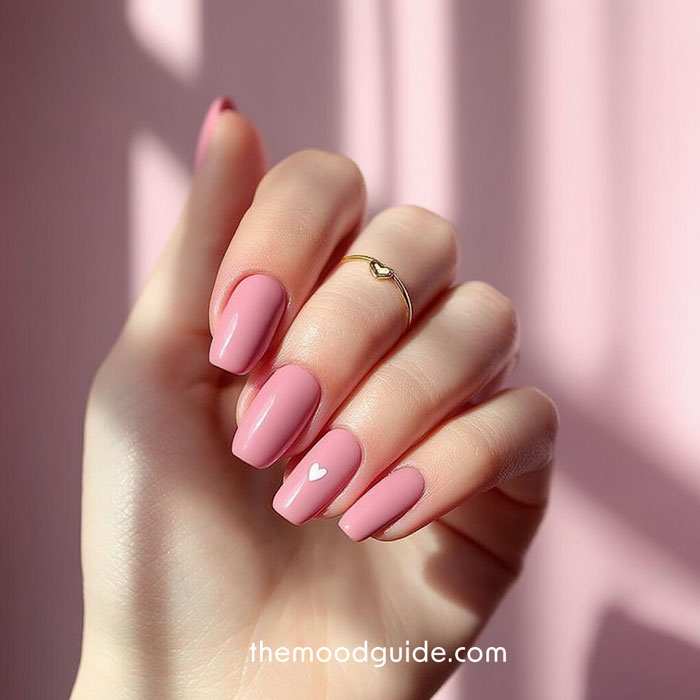 minimal soft pink and white valentines day easy nail art