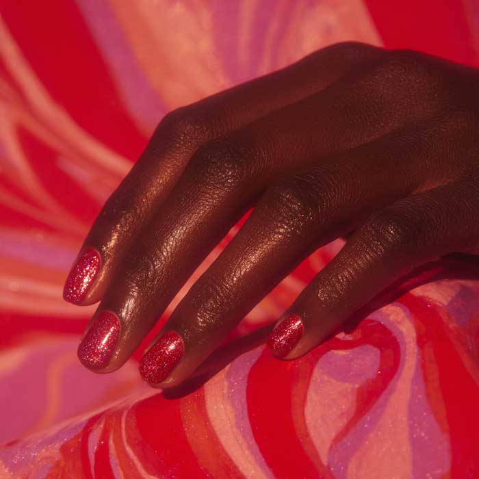 red valentines day nails on black skin