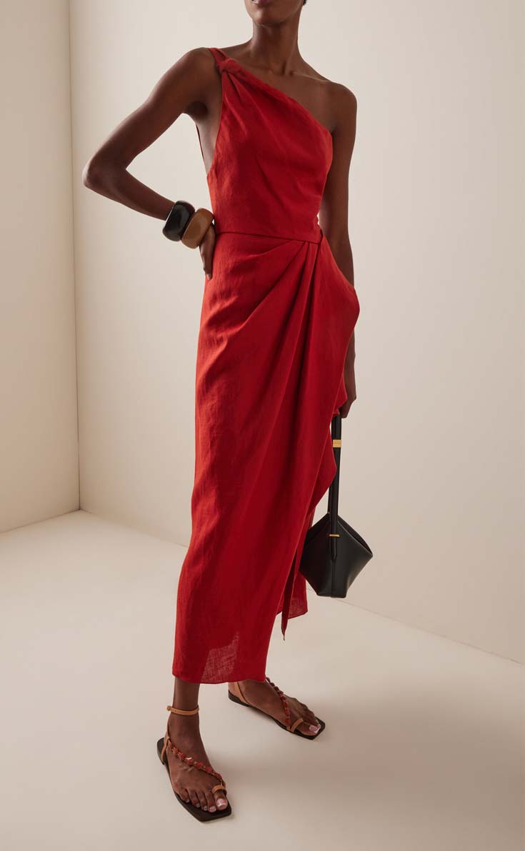 linen red slow christmas dress