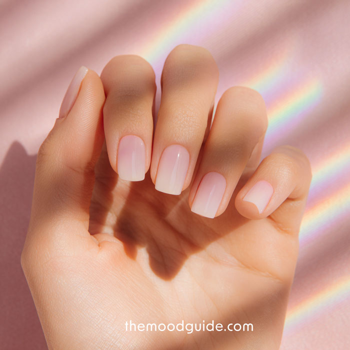 simple ombré nails white and pink soft on short nails for valentines day.