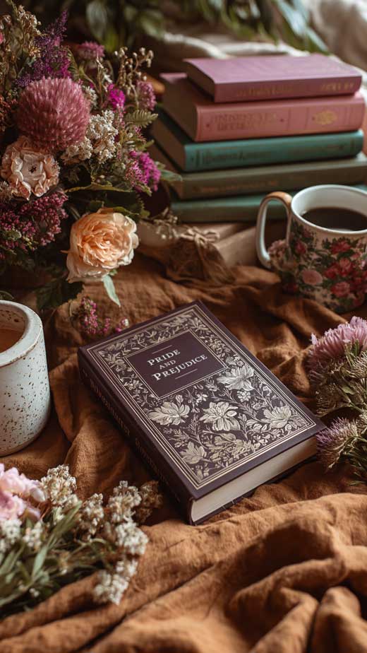 pride and prejudice aesthetic book wallpaper