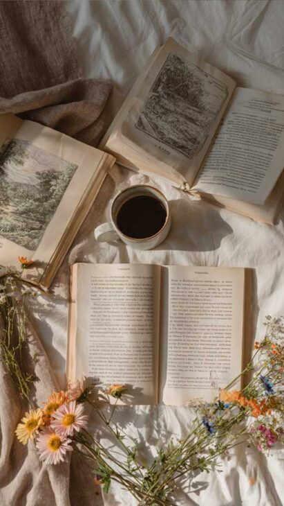 vintage books phone wallpaper free