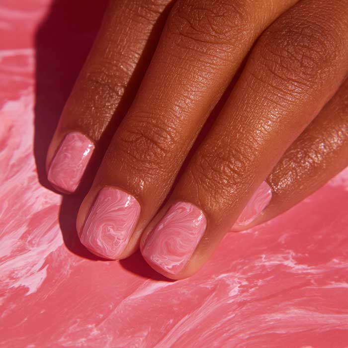 pink and white marble nails for valentines day