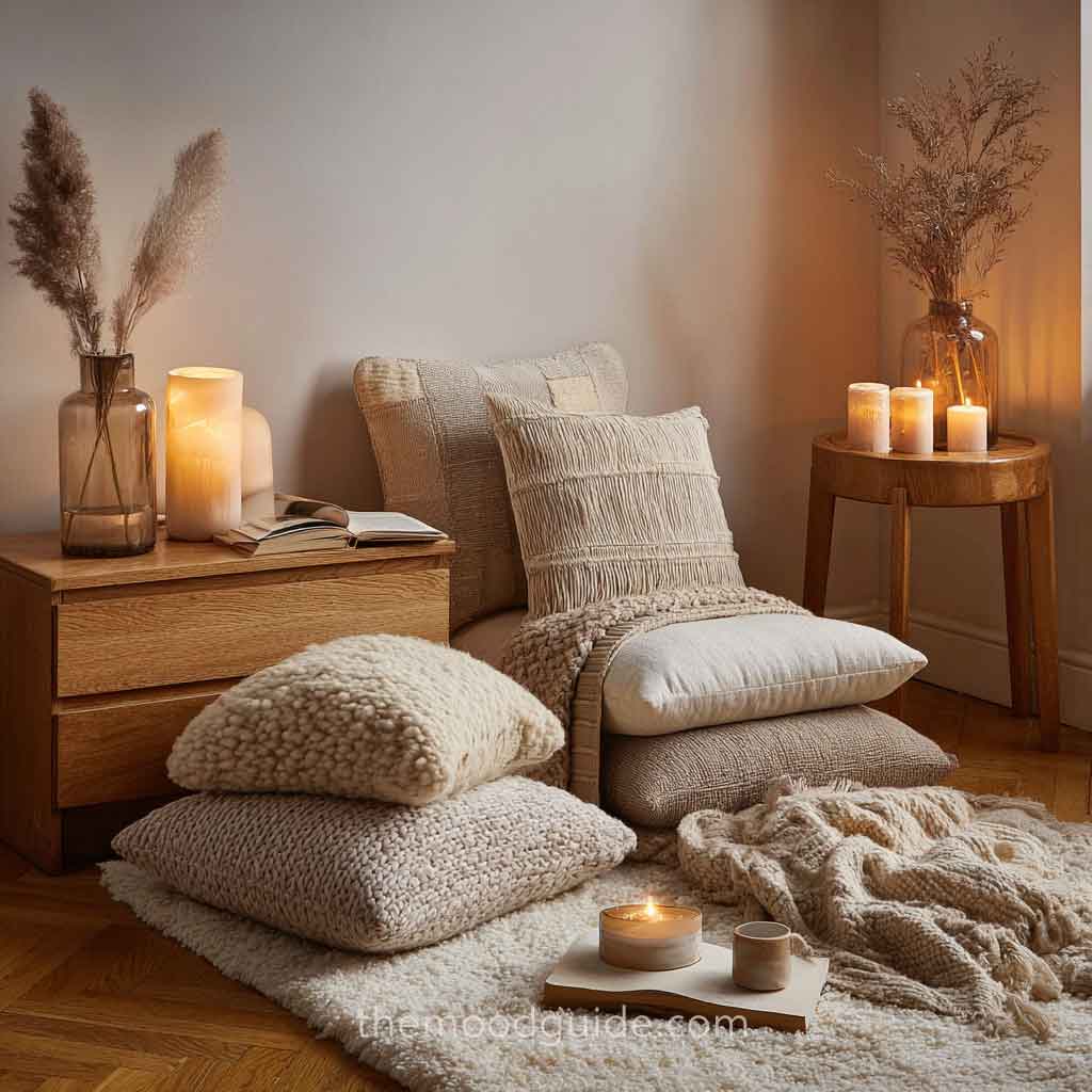 aesthetic minimal winter hygge cozy living room