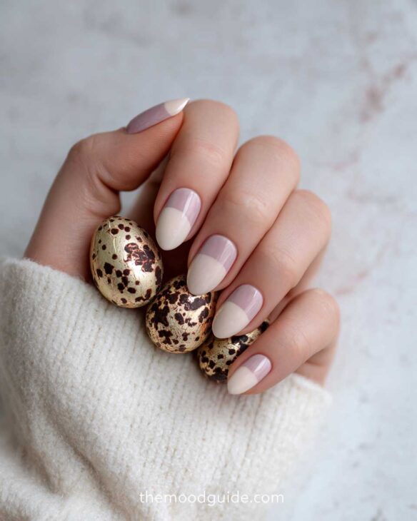 cute simple easy beige minimalist easter nails