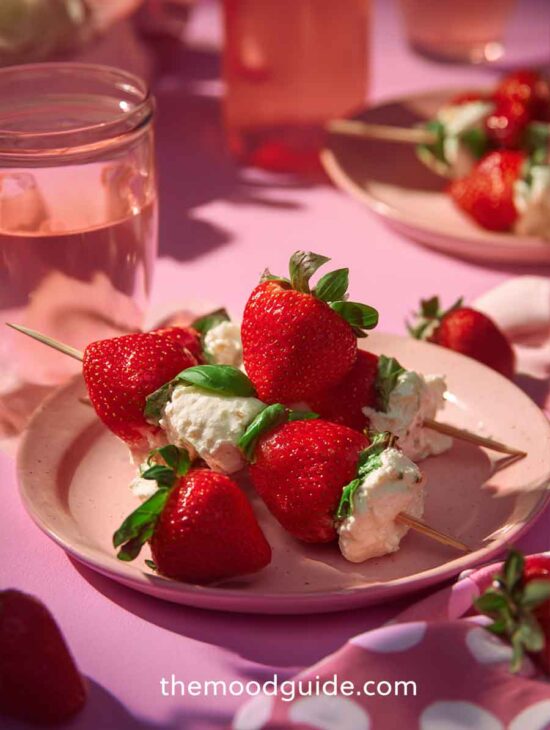burrata strawberry valentines skewer