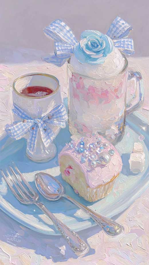 blue and blush pastel preppy aesthetic wallpaper