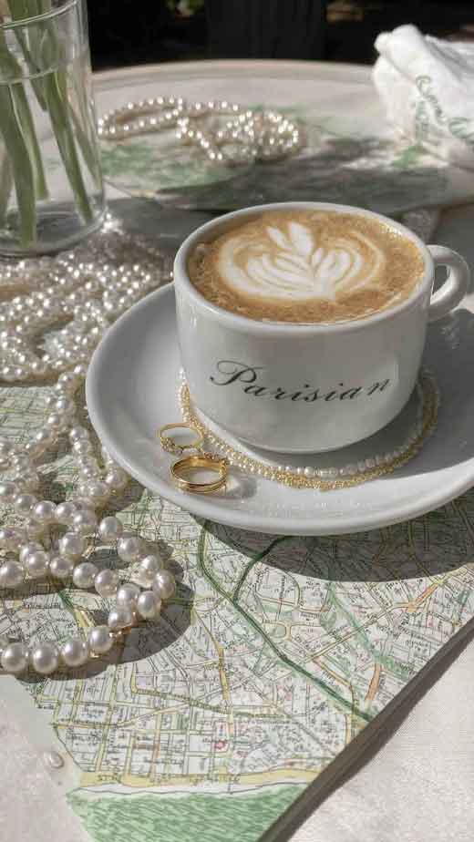 Parisian preppy aesthetic coffee wallpaper for iphone