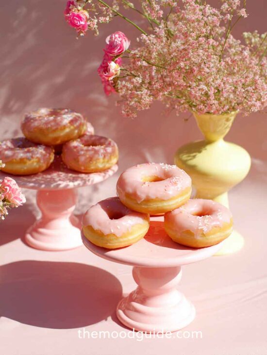 aesthetic donuts with pink chocolate easy aesthetic dessert for valentines