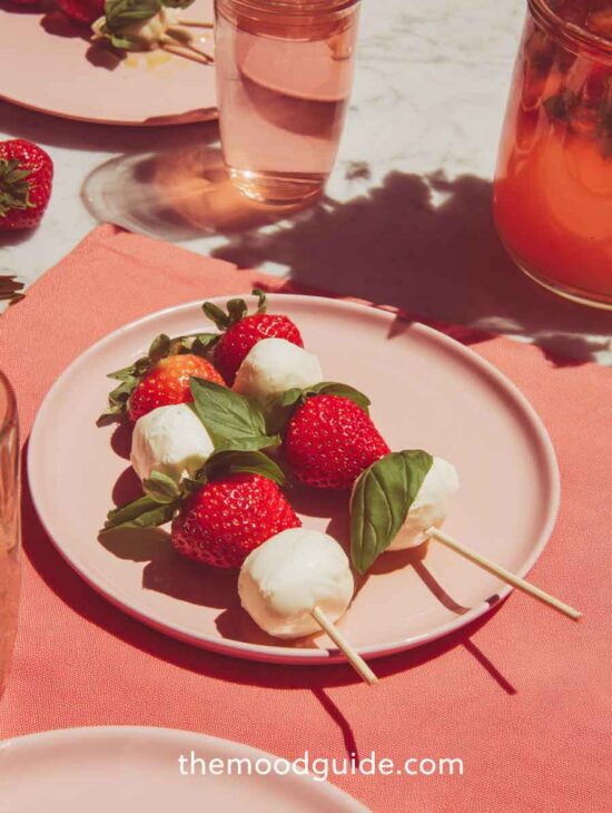strawberry buratta with basil