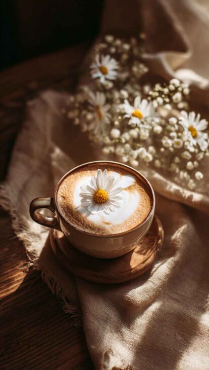 spring coffee daisy wallpaper for iphone