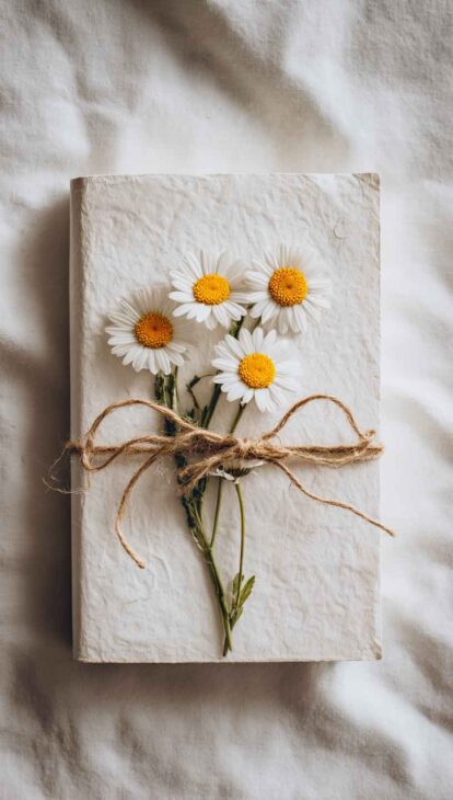 vintage book beige daisy wallpaper for iphone