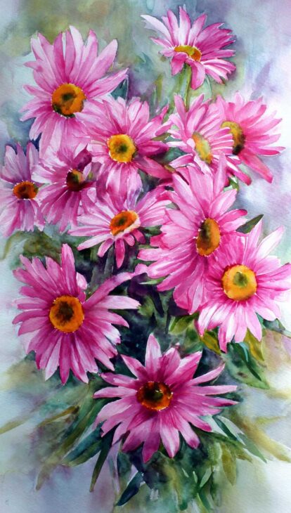 pink daisies aesthetic wallpaper