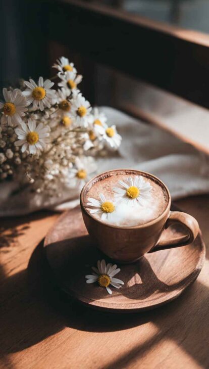 aesthetic daisy breakfast phone wallpaper