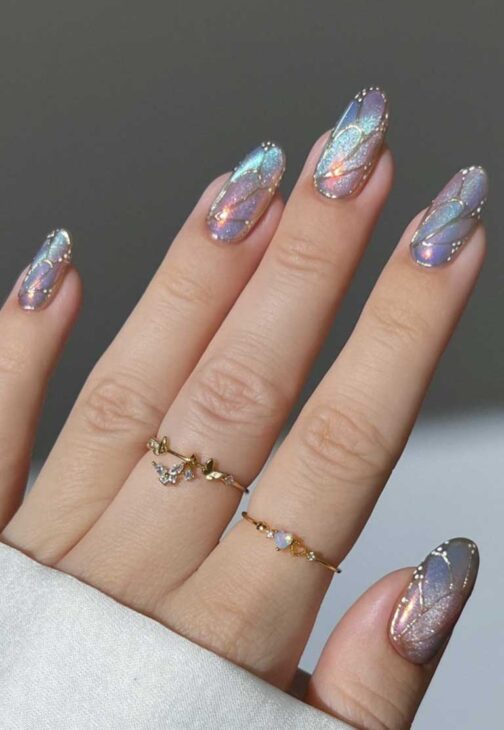 shimmery butterflies nails