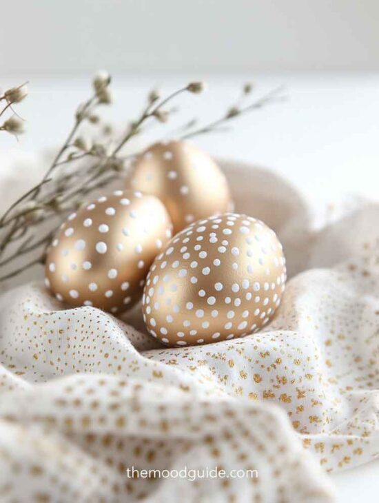 gold and white easy easter egg decorating